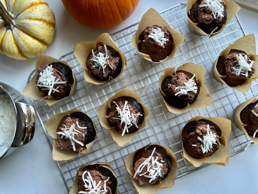 Chocolate Chocolate Cupcakes with Coconut