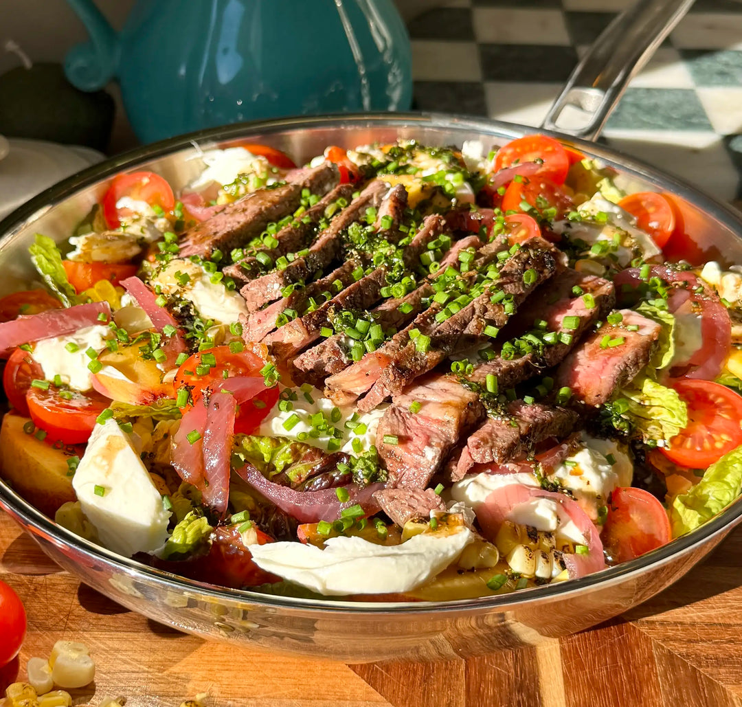 Peach & Balsamic Steak Little Gem Salad