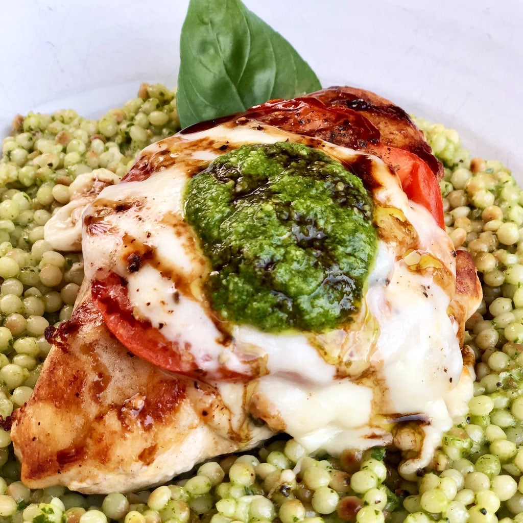 Caprese Chicken with Pesto Couscous - Hestan Culinary