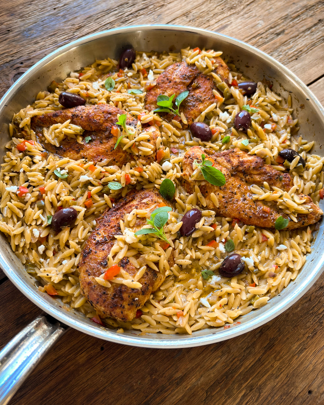 Greek Chicken Orzo Skillet - Hestan Culinary