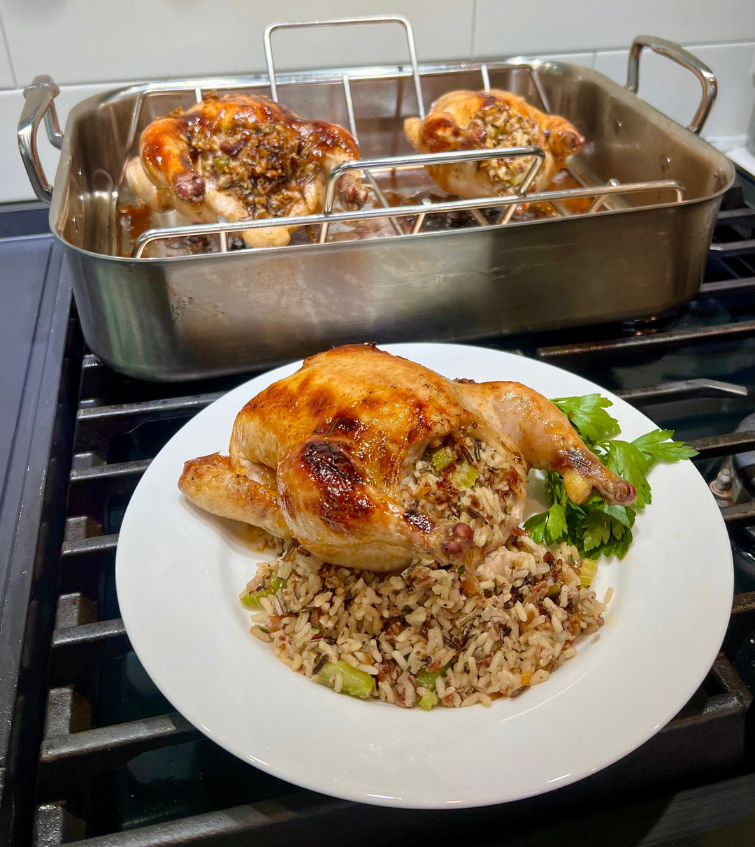 Cornish Game Hens with Wild Rice Stuffing