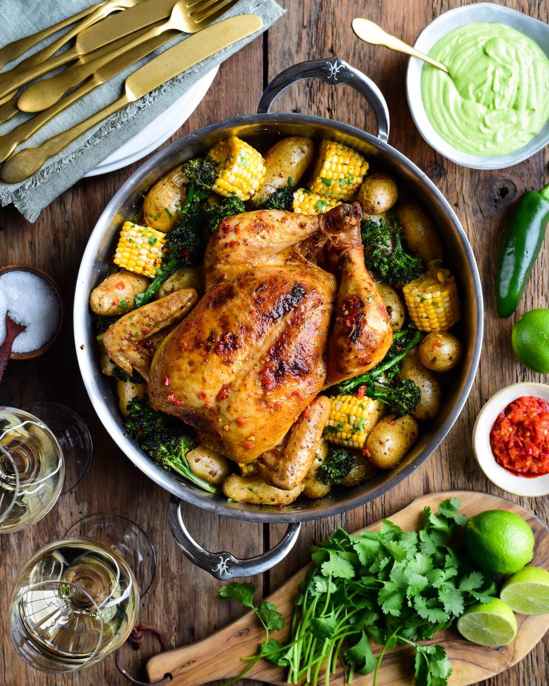 Spicy Peruvian Roasted Chicken with Creamy Green Sauce - Hestan Culinary