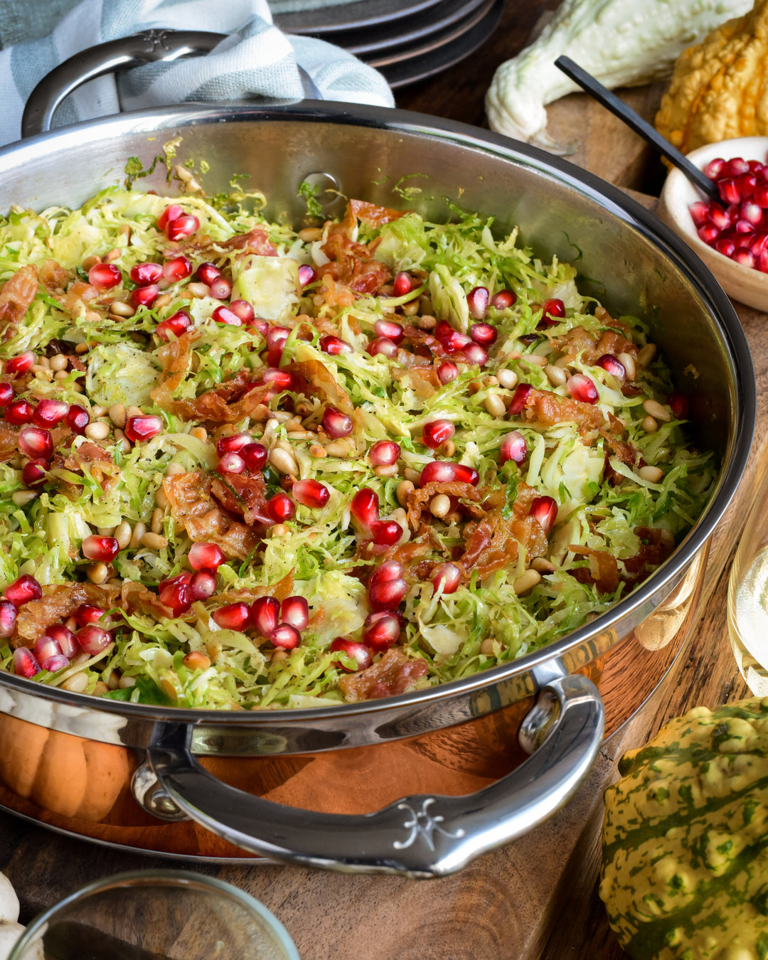 Shredded Brussels Sprouts with Pine Nuts and Pancetta