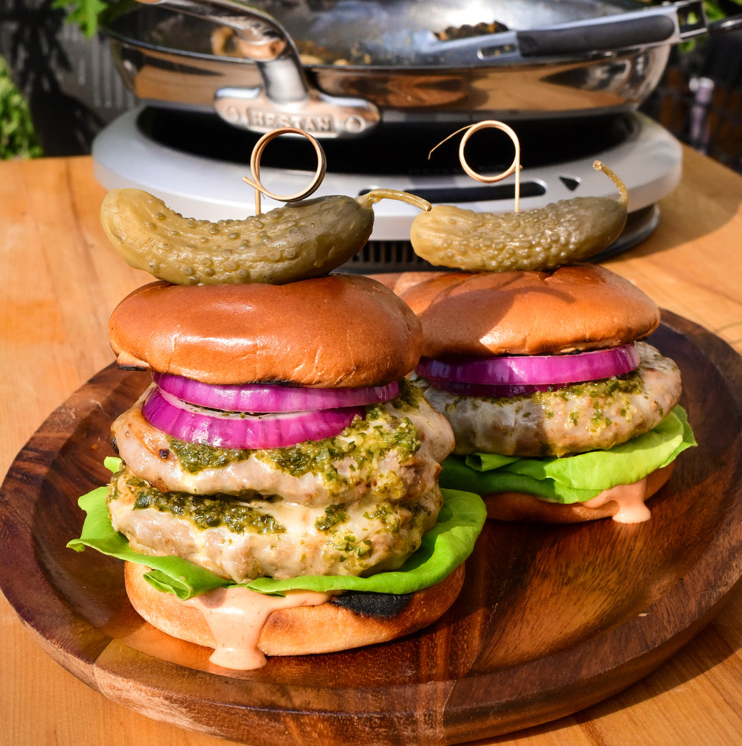 Skillet Cheeseburgers with Chimichurri