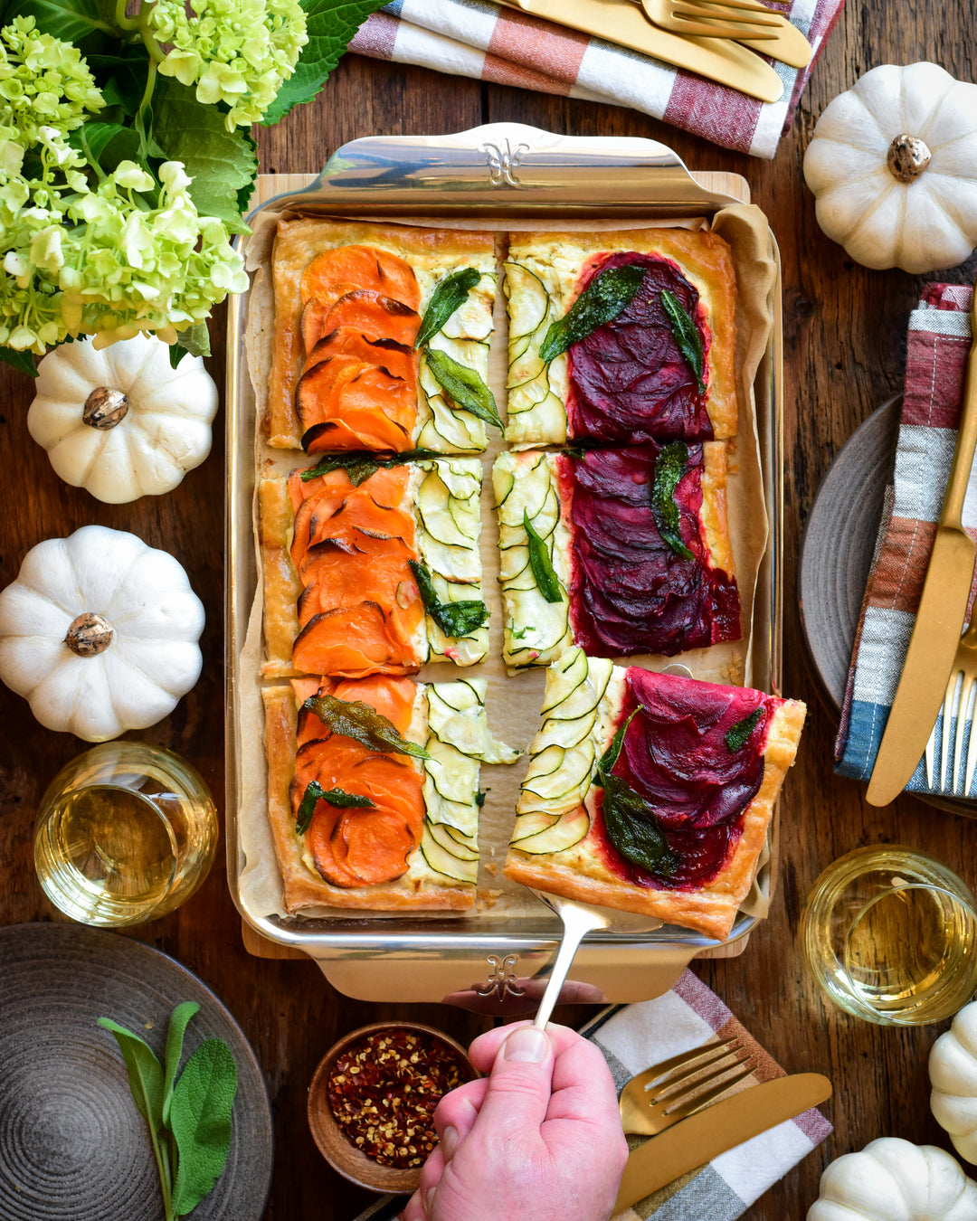 Sweet Potato, Beet, Zucchini Puff Pastry Tart