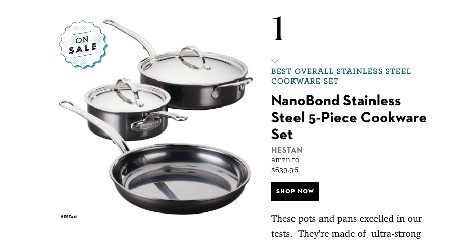 NanoBond 5-Piece Set Named Best Overall Stainless Steel Cookware Set - Hestan Culinary