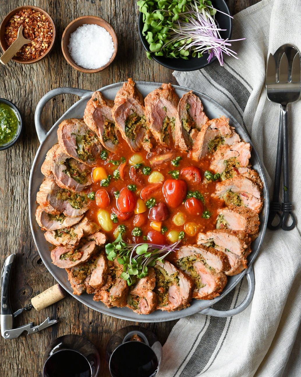 Stuffed Ontario Pork Tenderloin in Tomato Sauce - Hestan Culinary