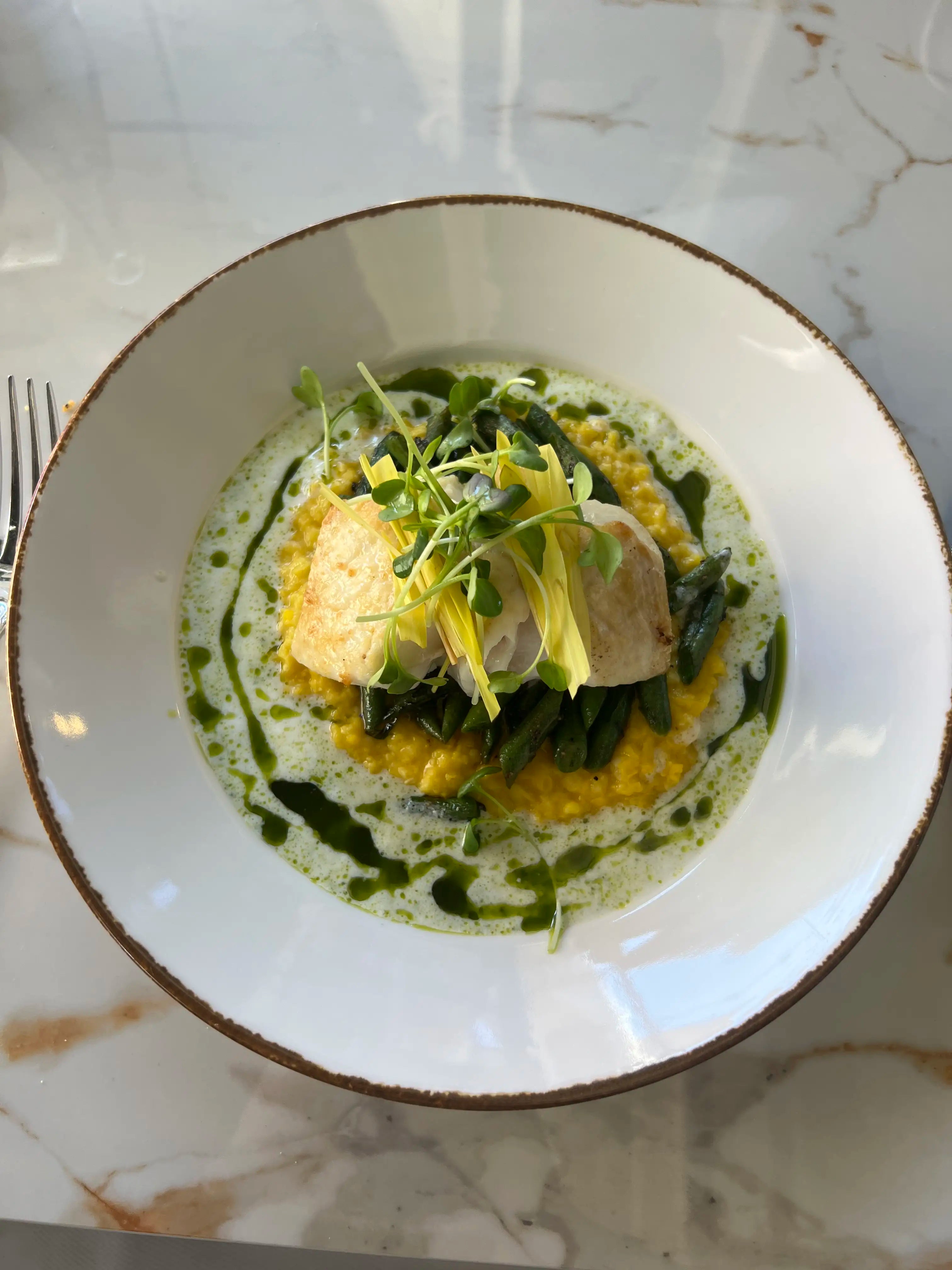 Gourmet fish and saffron risotto