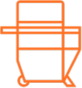 Icon of an orange barbecue grill with a lid and side shelves, drawn in a simple outline style.