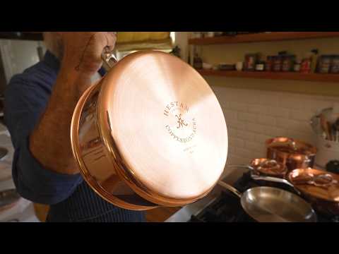 Polished Copper Saucepans with Lid